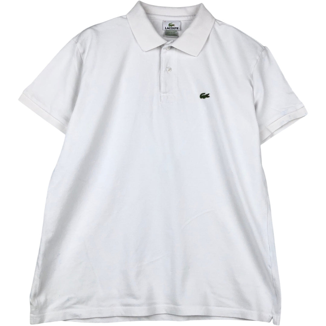 Lacoste French-designed short-sleeved polo shirt, men's size M cotton white type Vintage Second Hand