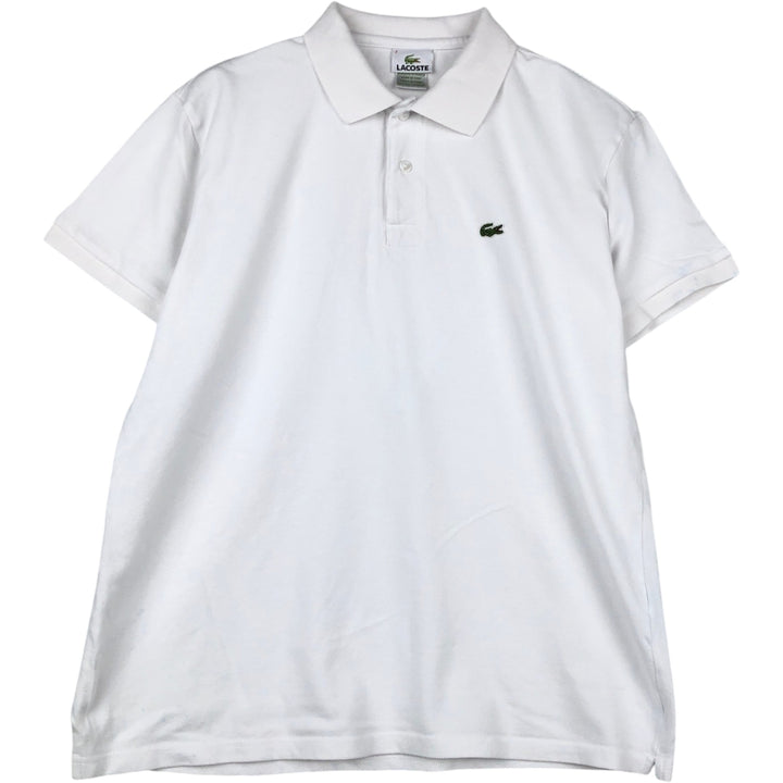 Lacoste French-designed short-sleeved polo shirt, men's size M cotton white type Vintage Second Hand