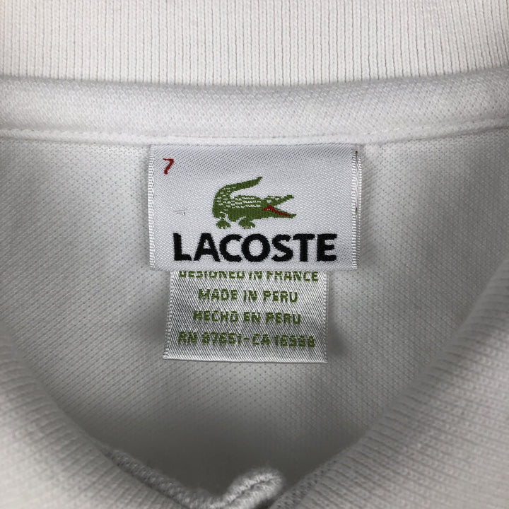 Lacoste French-designed short-sleeved polo shirt, men's size M cotton white type Vintage Second Hand