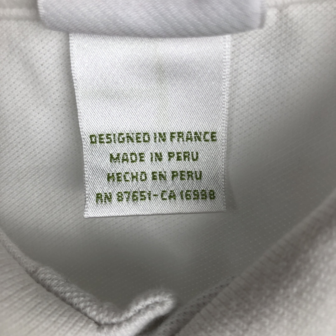 Lacoste French-designed short-sleeved polo shirt, men's size M cotton white type Vintage Second Hand
