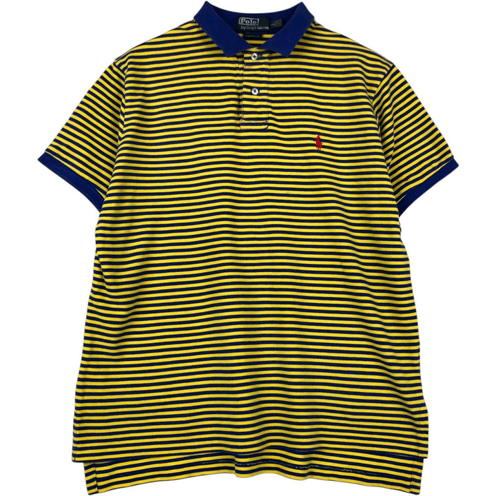 Ralph Lauren POLO by Ralph Lauren CUSTOM FIT short sleeve striped polo shirt men's size L cotton yellow type Vintage Second Hand