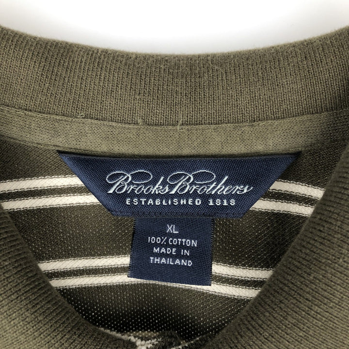 Brooks Brothers Est.1818 Short-Sleeve Striped Polo Shirt, Men's Size XL (approx.) cotton Khaki type Vintage Second Hand