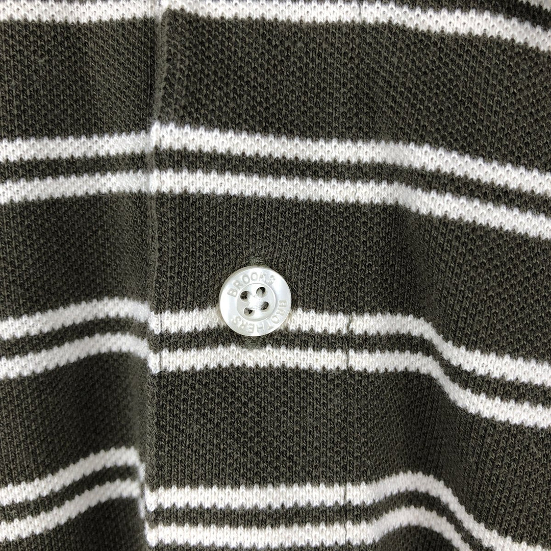 Brooks Brothers Est.1818 Short-Sleeve Striped Polo Shirt, Men's Size XL (approx.) cotton Khaki type Vintage Second Hand
