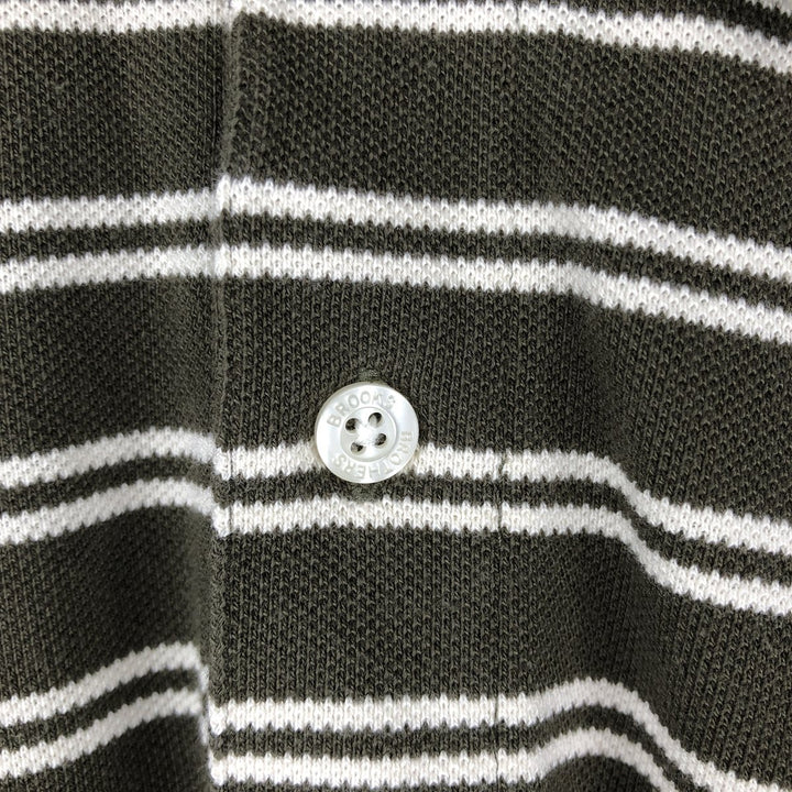 Brooks Brothers Est.1818 Short-Sleeve Striped Polo Shirt, Men's Size XL (approx.) cotton Khaki type Vintage Second Hand