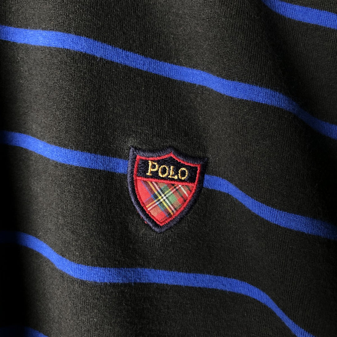 Ralph Lauren POLO by Ralph Lauren short sleeve striped polo shirt, men's size L cotton black type Vintage Second Hand