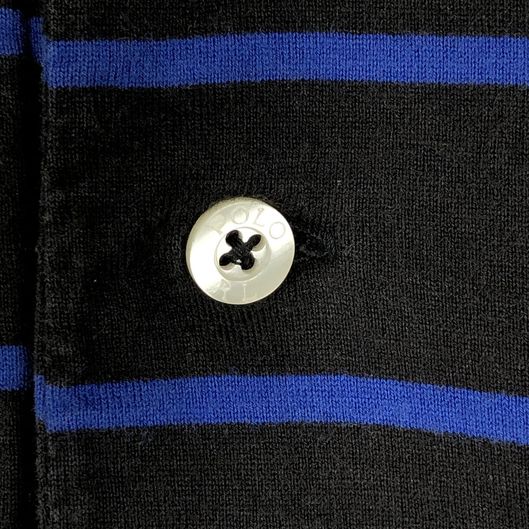 Ralph Lauren POLO by Ralph Lauren short sleeve striped polo shirt, men's size L cotton black type Vintage Second Hand