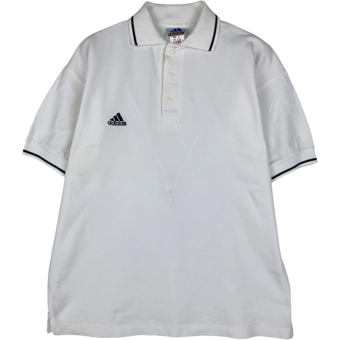90s-00'S Adidas short-sleeved polo shirt, men's size M equivalent, vintage. cotton white type Vintage Second Hand