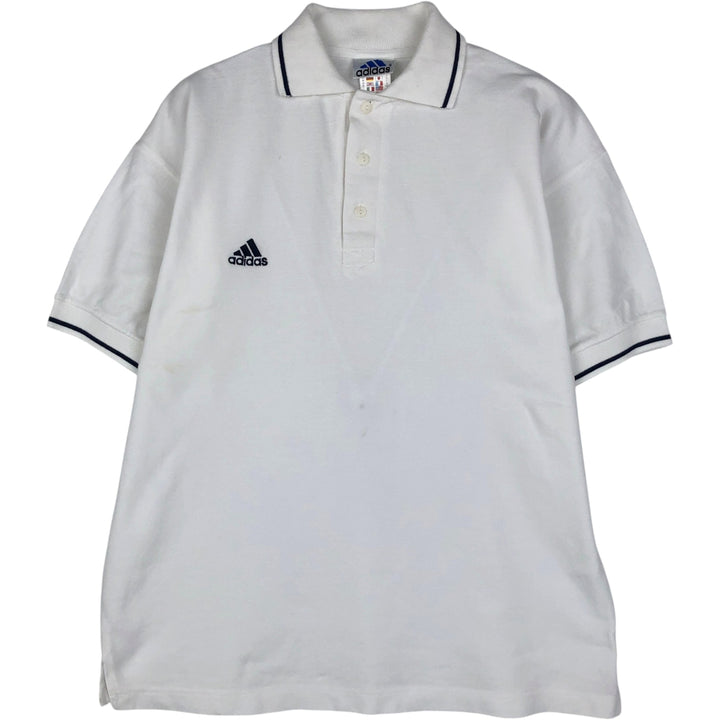 90s-00'S Adidas short-sleeved polo shirt, men's size M equivalent, vintage. cotton white type Vintage Second Hand