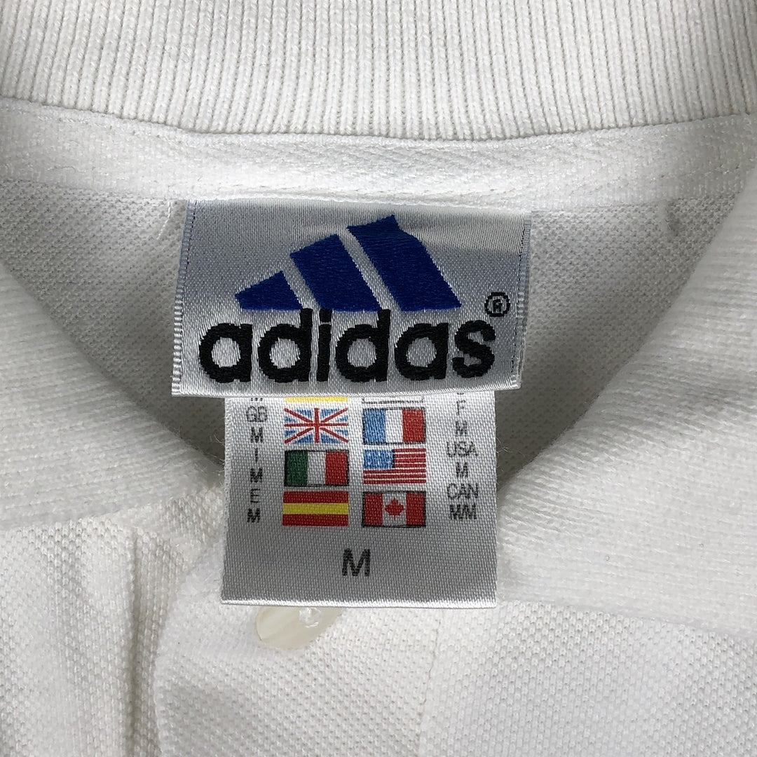 90s-00'S Adidas short-sleeved polo shirt, men's size M equivalent, vintage. cotton white type Vintage Second Hand