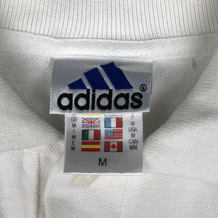 90s-00'S Adidas short-sleeved polo shirt, men's size M equivalent, vintage. cotton white type Vintage Second Hand