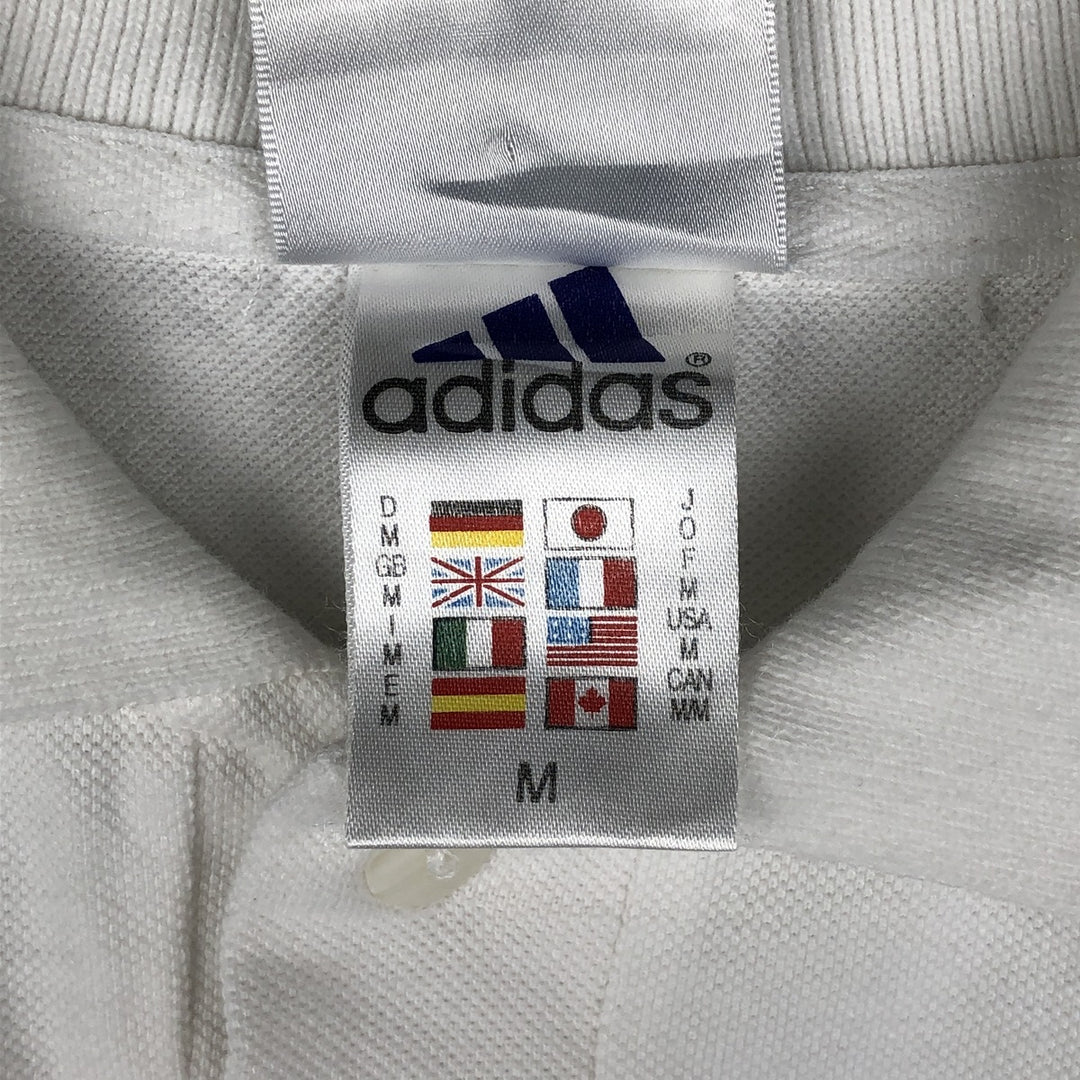 90s-00'S Adidas short-sleeved polo shirt, men's size M equivalent, vintage. cotton white type Vintage Second Hand