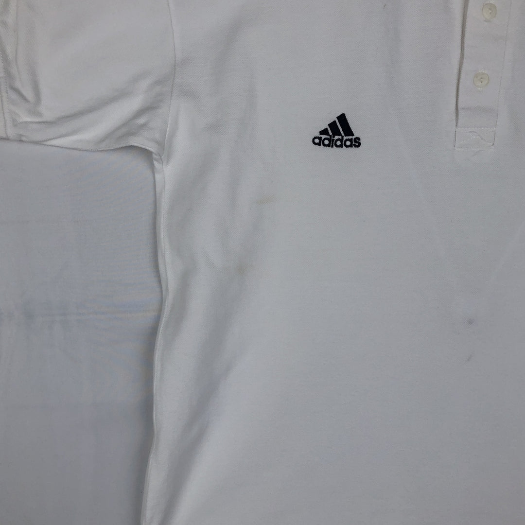 90s-00'S Adidas short-sleeved polo shirt, men's size M equivalent, vintage. cotton white type Vintage Second Hand