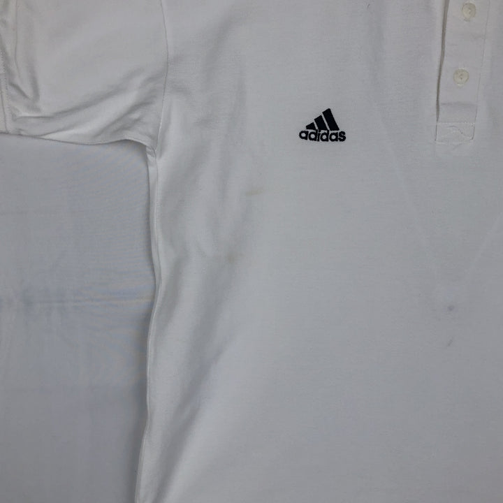 90s-00'S Adidas short-sleeved polo shirt, men's size M equivalent, vintage. cotton white type Vintage Second Hand