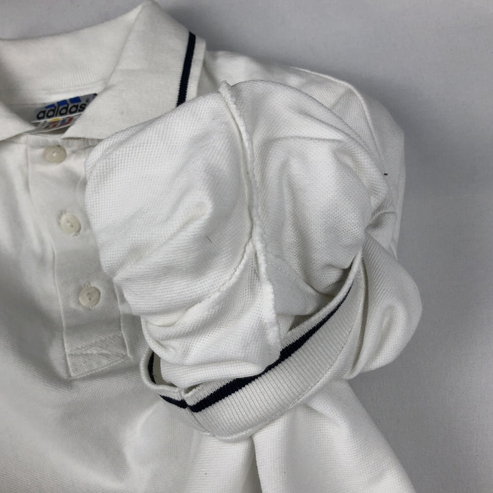 90s-00'S Adidas short-sleeved polo shirt, men's size M equivalent, vintage. cotton white type Vintage Second Hand