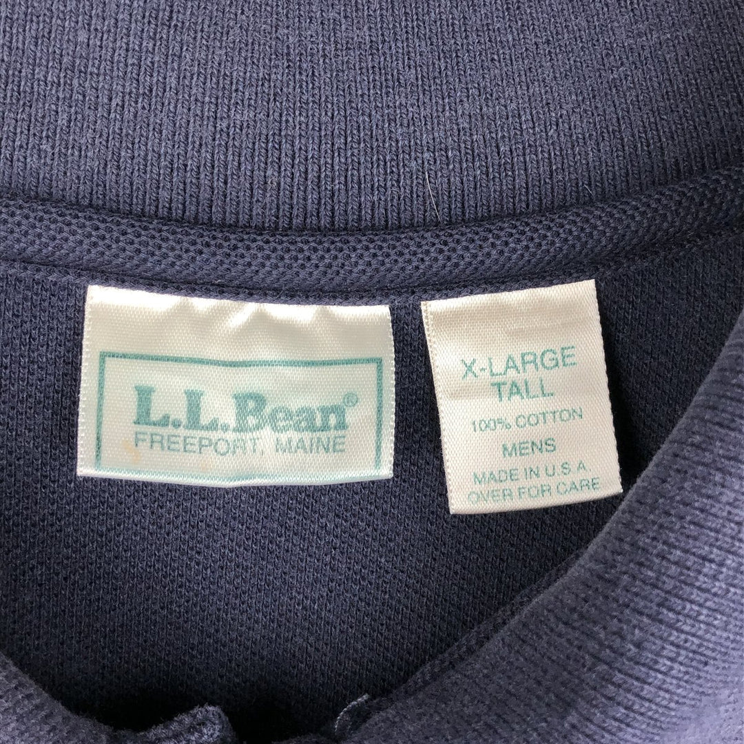~1980'S LL Bean Short-Sleeve Polo Shirt, Made in USA, Men's XL Equivalent, Vintage cotton navy blue type Vintage Second Hand