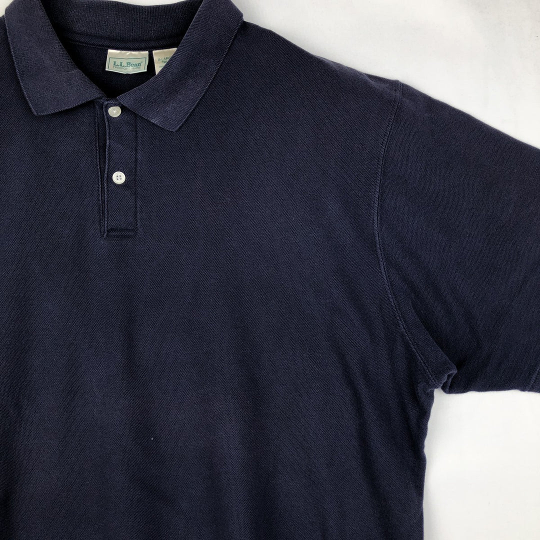 ~1980'S LL Bean Short-Sleeve Polo Shirt, Made in USA, Men's XL Equivalent, Vintage cotton navy blue type Vintage Second Hand