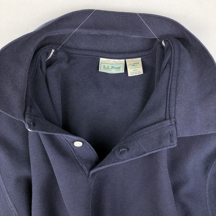 ~1980'S LL Bean Short-Sleeve Polo Shirt, Made in USA, Men's XL Equivalent, Vintage cotton navy blue type Vintage Second Hand