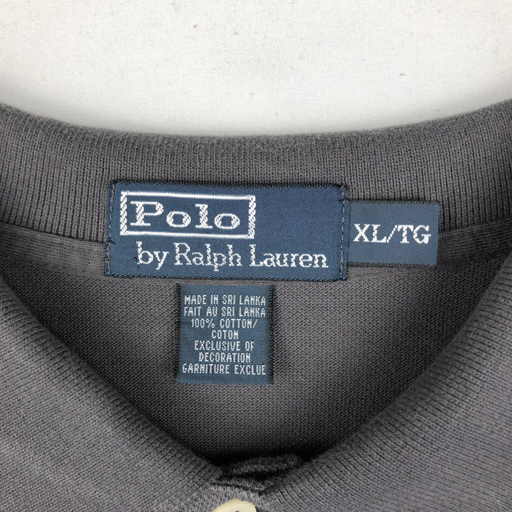 Ralph Lauren POLO by Ralph Lauren short sleeve polo shirt, men's XL size cotton gray type Vintage Second Hand