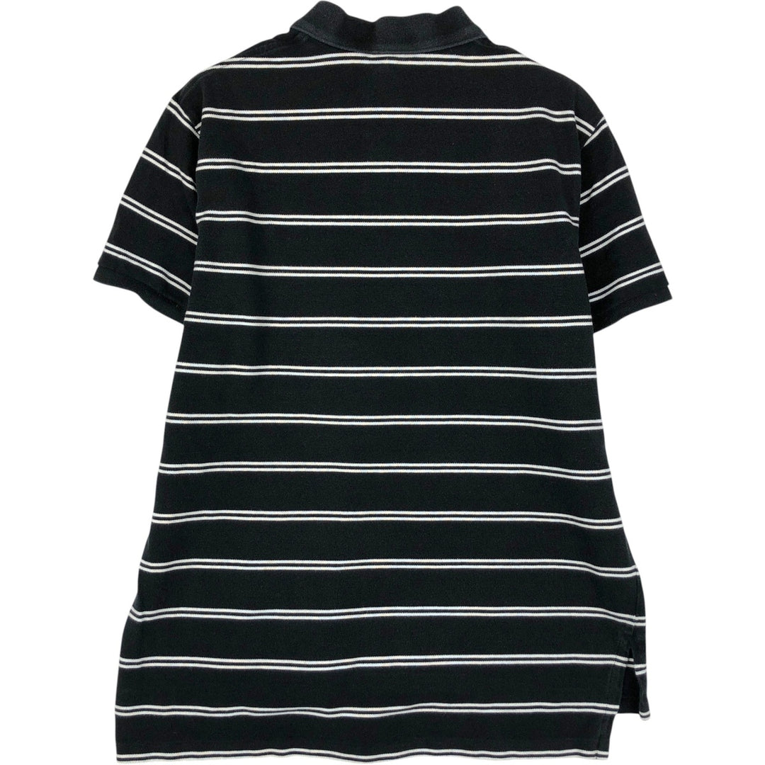 Ralph Lauren POLO by Ralph Lauren CUSTOM FIT short sleeve striped polo shirt men's size L cotton black type Vintage Second Hand