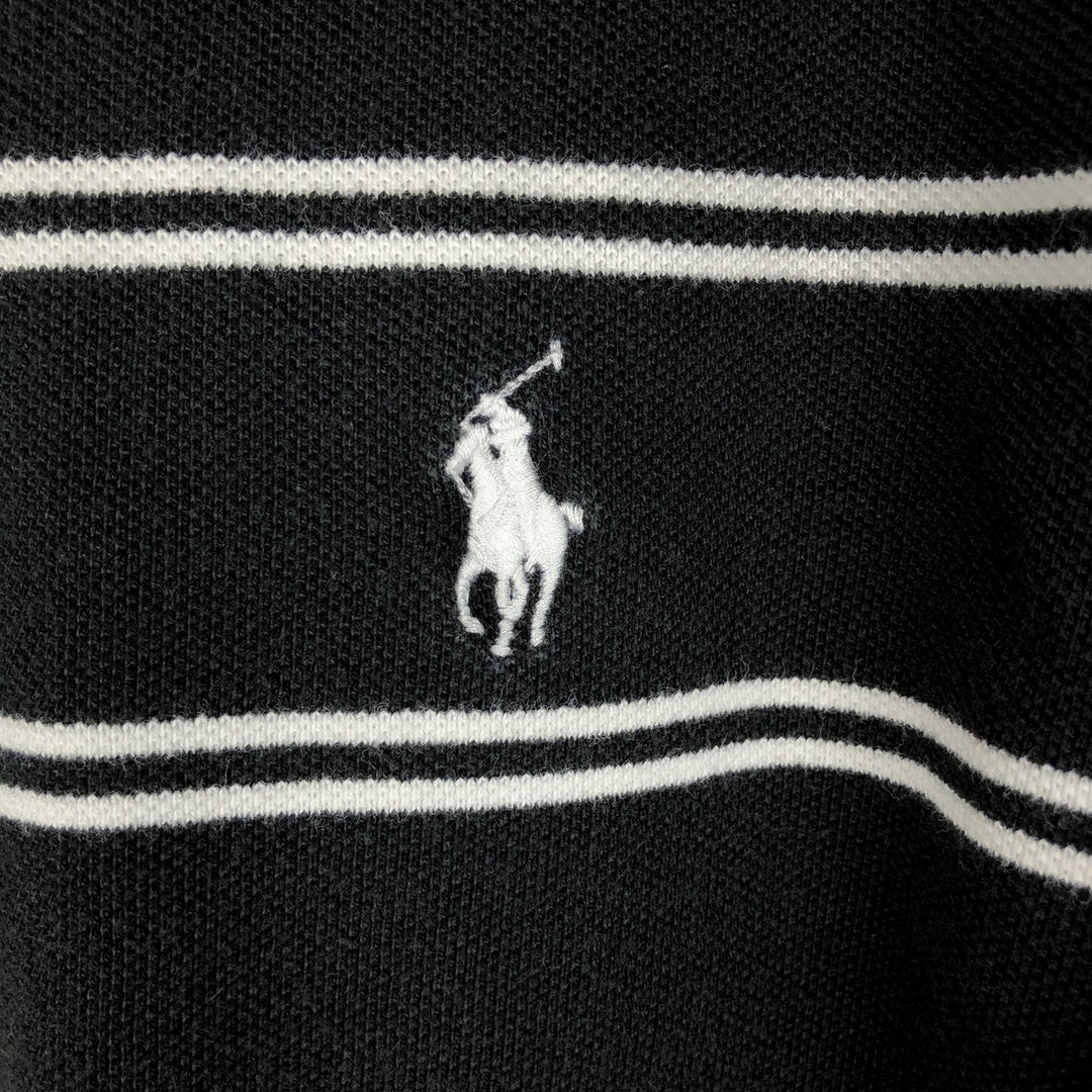 Ralph Lauren POLO by Ralph Lauren CUSTOM FIT short sleeve striped polo shirt men's size L cotton black type Vintage Second Hand