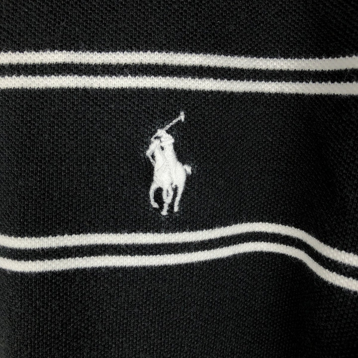 Ralph Lauren POLO by Ralph Lauren CUSTOM FIT short sleeve striped polo shirt men's size L cotton black type Vintage Second Hand