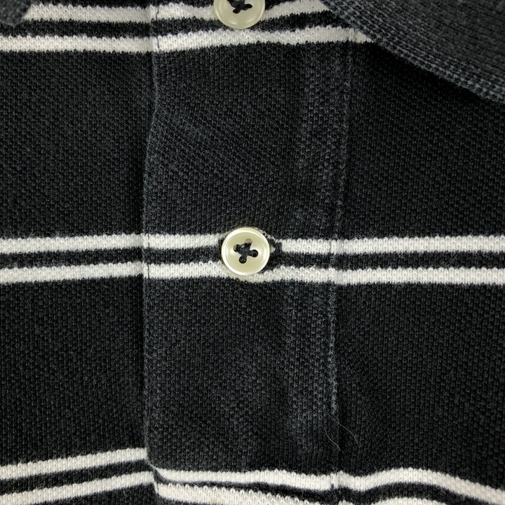 Ralph Lauren POLO by Ralph Lauren CUSTOM FIT short sleeve striped polo shirt men's size L cotton black type Vintage Second Hand