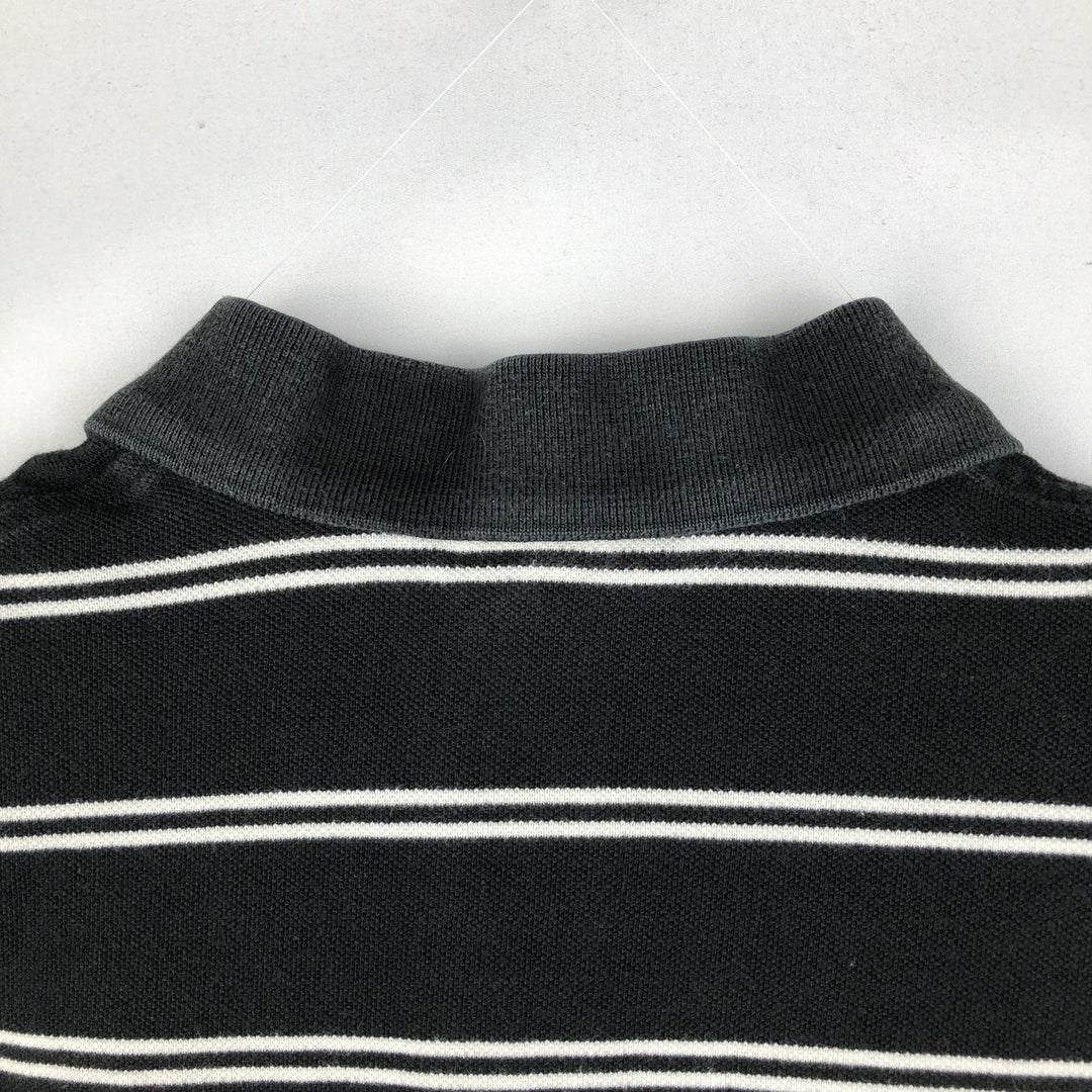 Ralph Lauren POLO by Ralph Lauren CUSTOM FIT short sleeve striped polo shirt men's size L cotton black type Vintage Second Hand