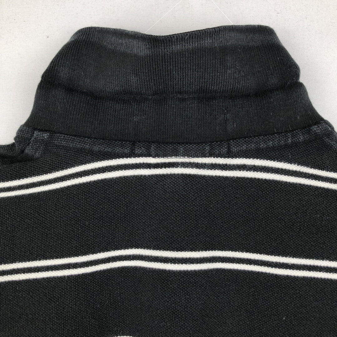 Ralph Lauren POLO by Ralph Lauren CUSTOM FIT short sleeve striped polo shirt men's size L cotton black type Vintage Second Hand