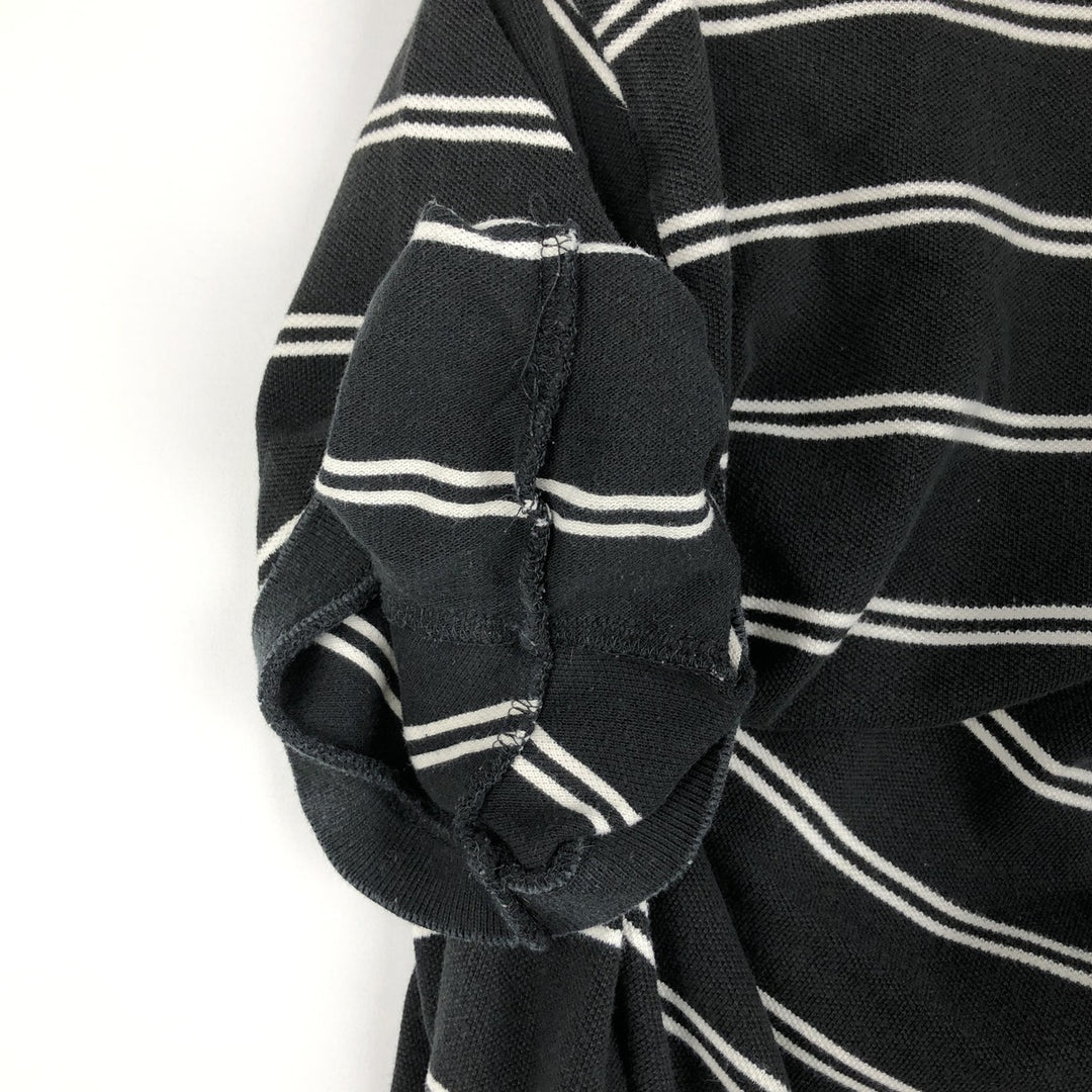 Ralph Lauren POLO by Ralph Lauren CUSTOM FIT short sleeve striped polo shirt men's size L cotton black type Vintage Second Hand