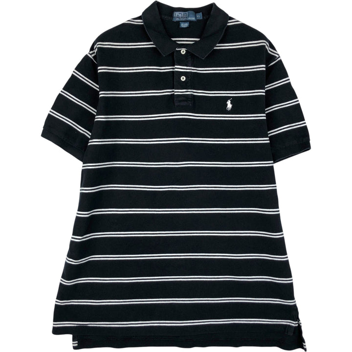 Ralph Lauren POLO by Ralph Lauren short sleeve striped polo shirt, men's XL size cotton black type Vintage Second Hand