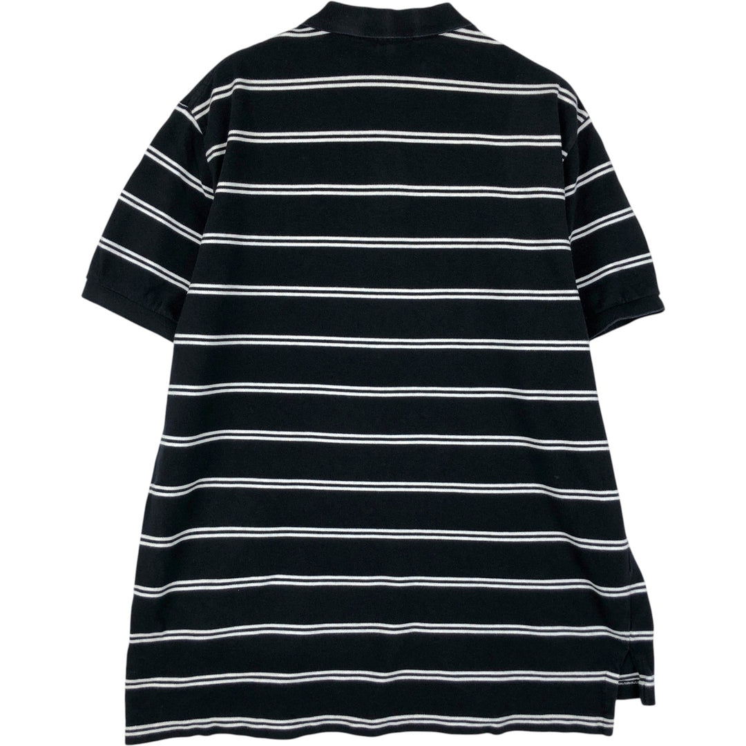 Ralph Lauren POLO by Ralph Lauren short sleeve striped polo shirt, men's XL size cotton black type Vintage Second Hand