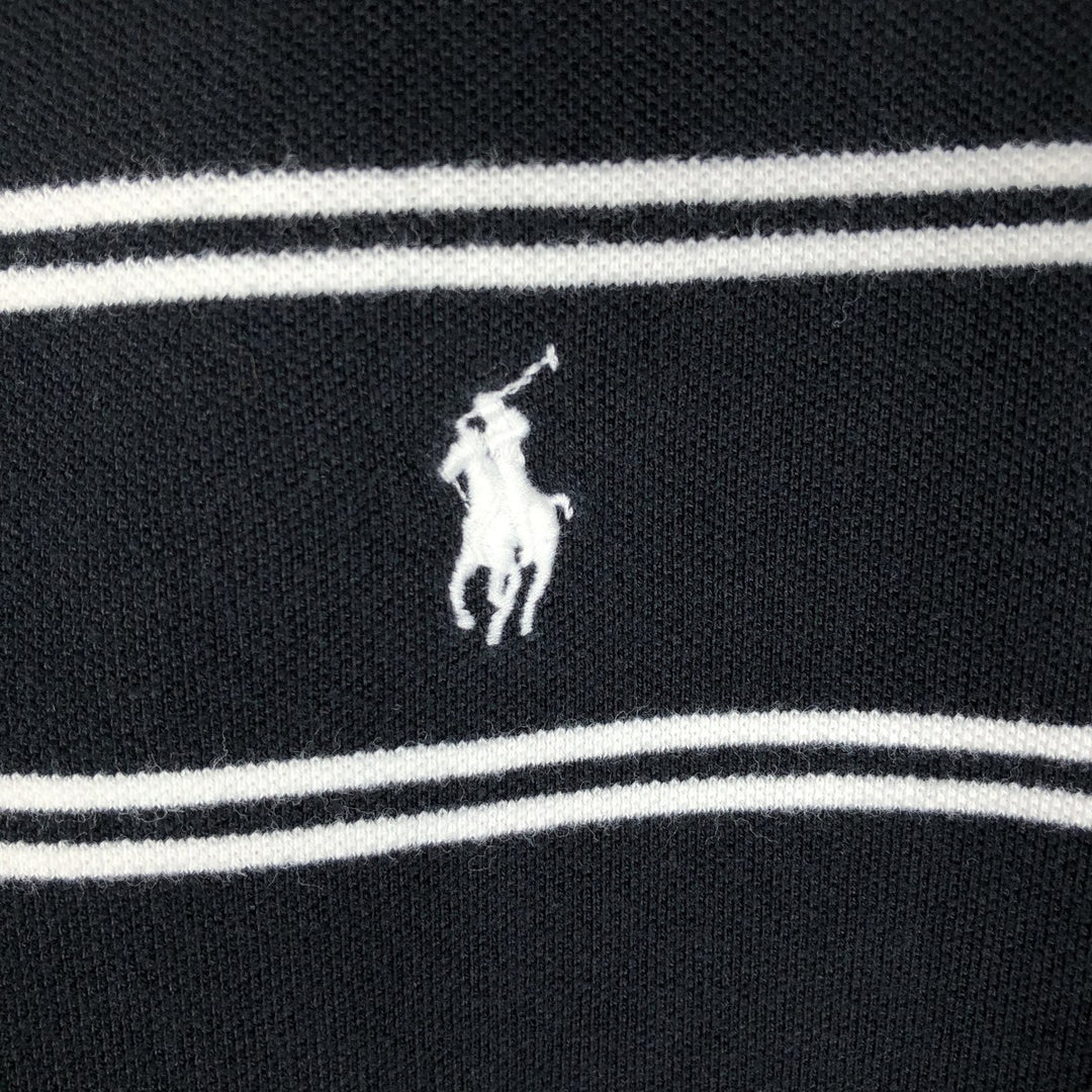 Ralph Lauren POLO by Ralph Lauren short sleeve striped polo shirt, men's XL size cotton black type Vintage Second Hand