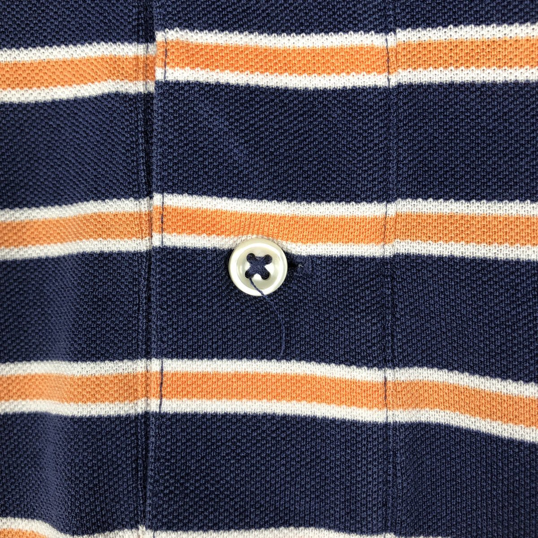Ralph Lauren POLO by Ralph Lauren Multi-border short sleeve striped polo shirt Men's size L Pima Cotton navy blue type Vintage Second Hand