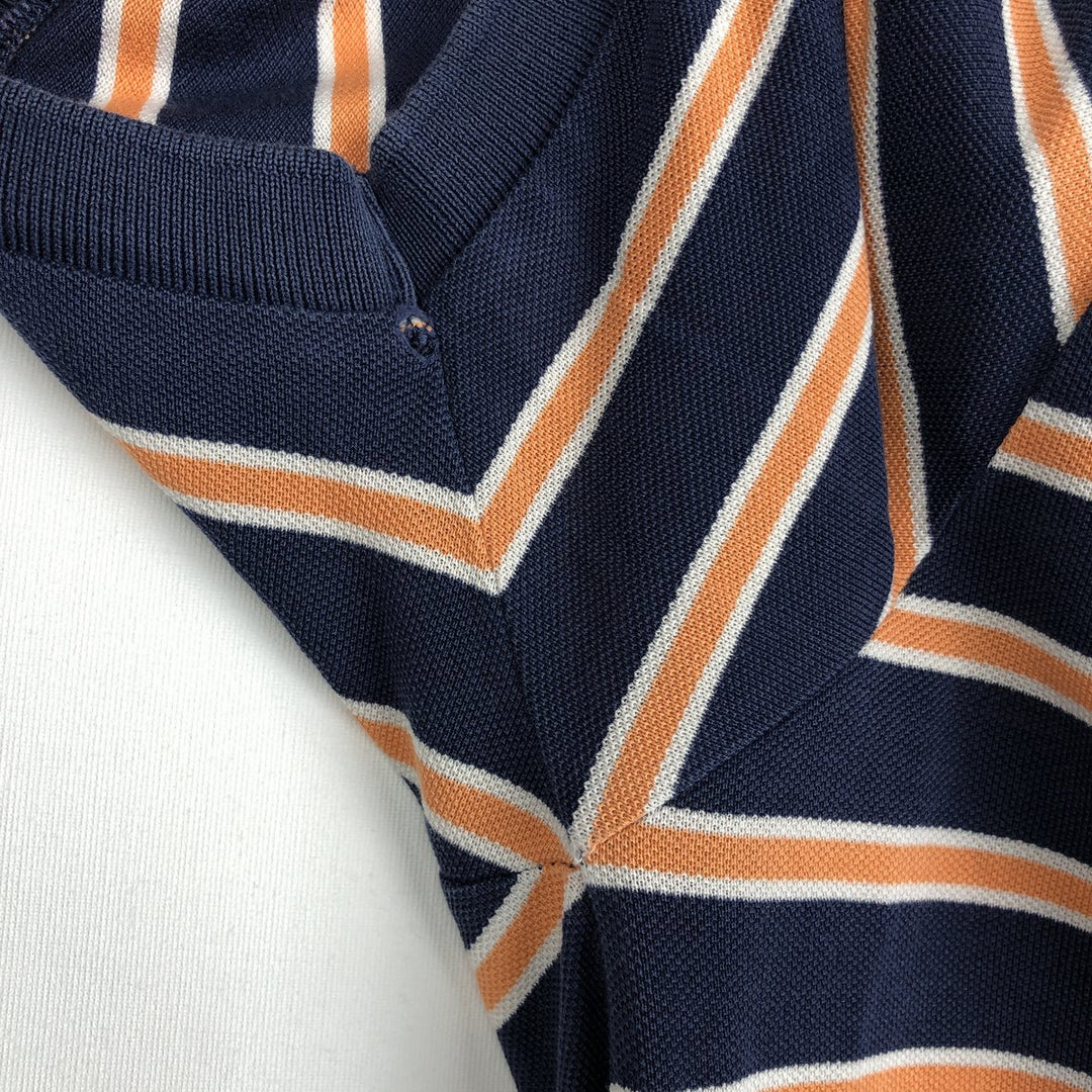 Ralph Lauren POLO by Ralph Lauren Multi-border short sleeve striped polo shirt Men's size L Pima Cotton navy blue type Vintage Second Hand