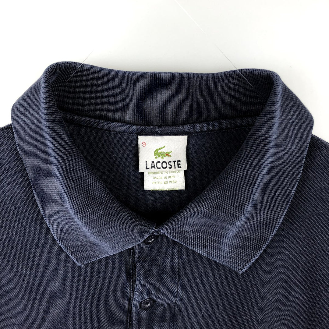Lacoste (LACOSTE) French design short-sleeved polo shirt, size 9, equivalent to men's XXXL. cotton navy blue type Vintage Second Hand