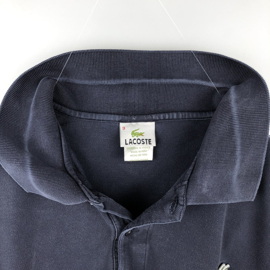 Lacoste (LACOSTE) French design short-sleeved polo shirt, size 9, equivalent to men's XXXL. cotton navy blue type Vintage Second Hand
