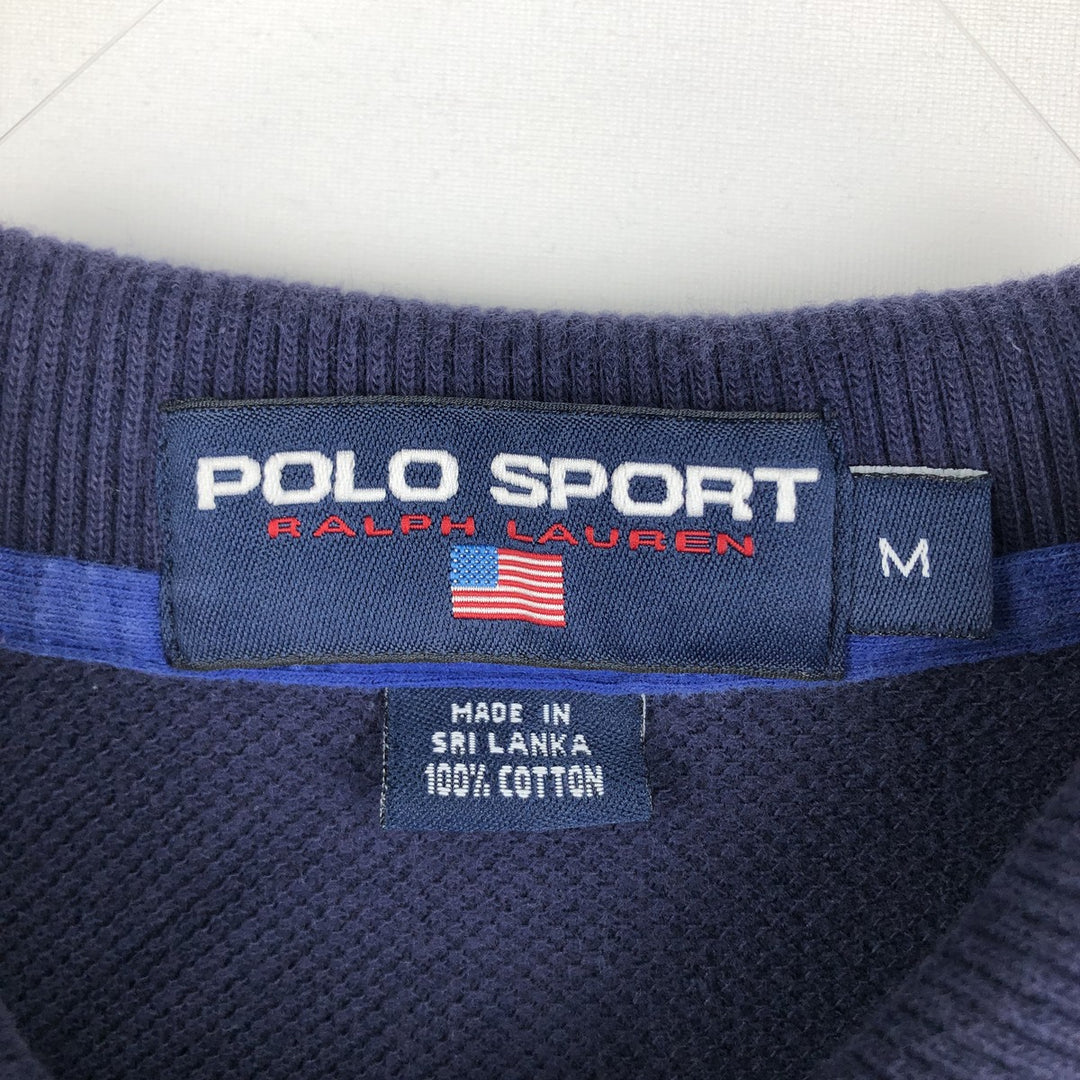 Ralph Lauren POLO SPORT short sleeve polo shirt, men's size M cotton navy blue type Vintage Second Hand