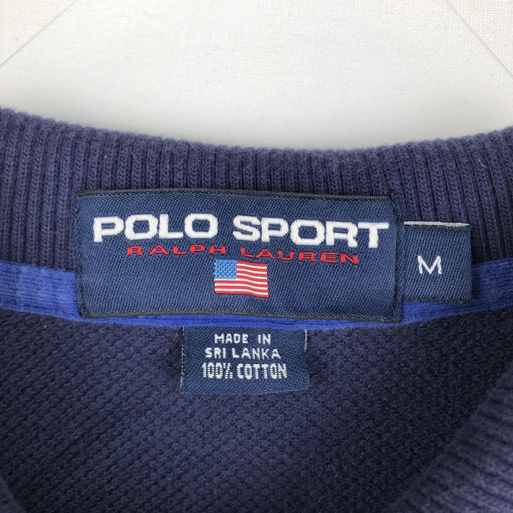 Ralph Lauren POLO SPORT short sleeve polo shirt, men's size M cotton navy blue type Vintage Second Hand