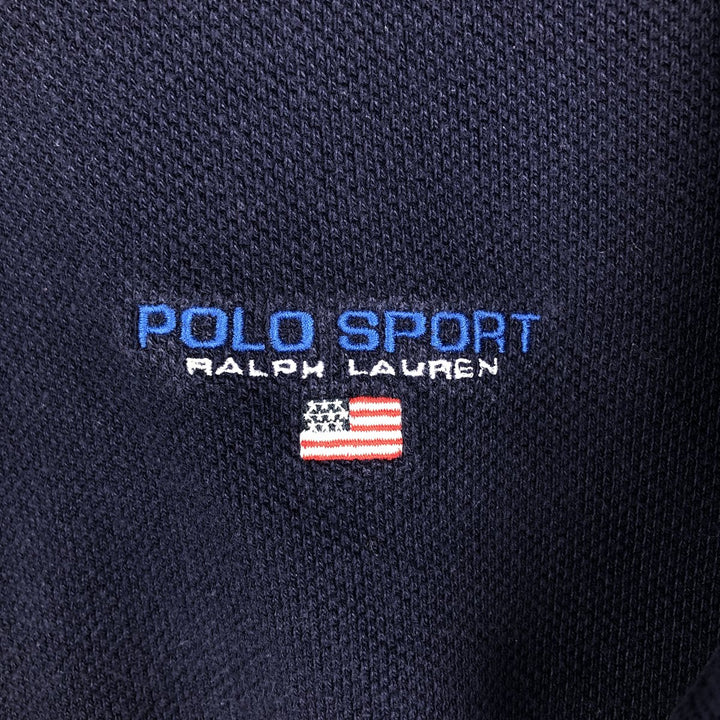 Ralph Lauren POLO SPORT short sleeve polo shirt, men's size M cotton navy blue type Vintage Second Hand