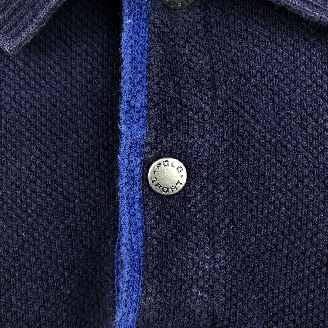Ralph Lauren POLO SPORT short sleeve polo shirt, men's size M cotton navy blue type Vintage Second Hand