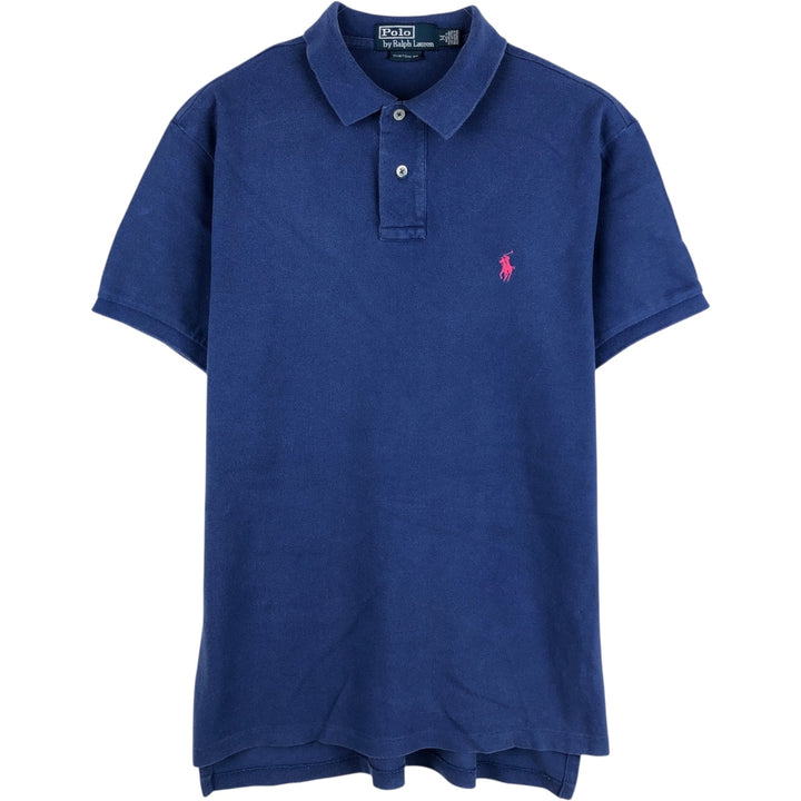 Ralph Lauren POLO by Ralph Lauren CUSTOM FIT short sleeve polo shirt, men's M size cotton navy blue type Vintage Second Hand