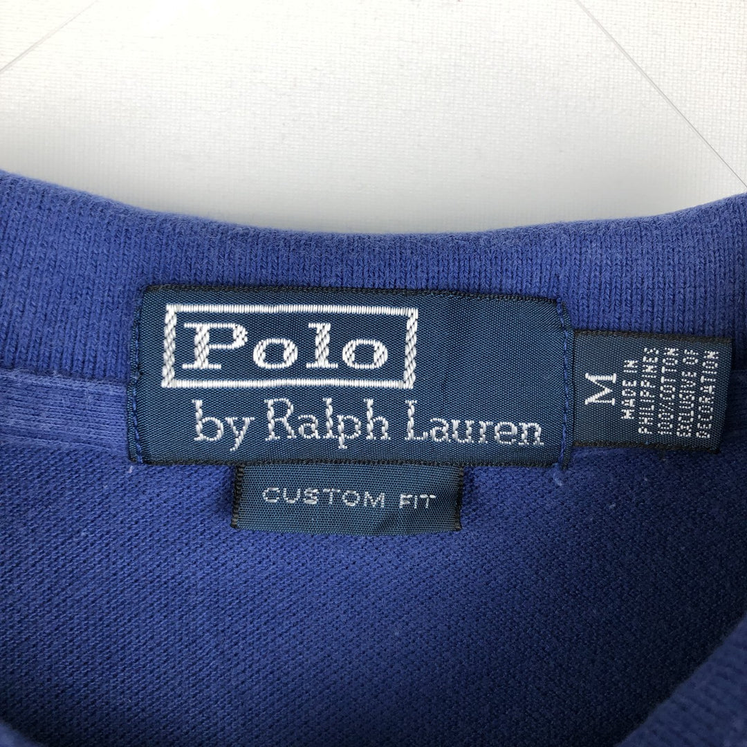 Ralph Lauren POLO by Ralph Lauren CUSTOM FIT short sleeve polo shirt, men's M size cotton navy blue type Vintage Second Hand