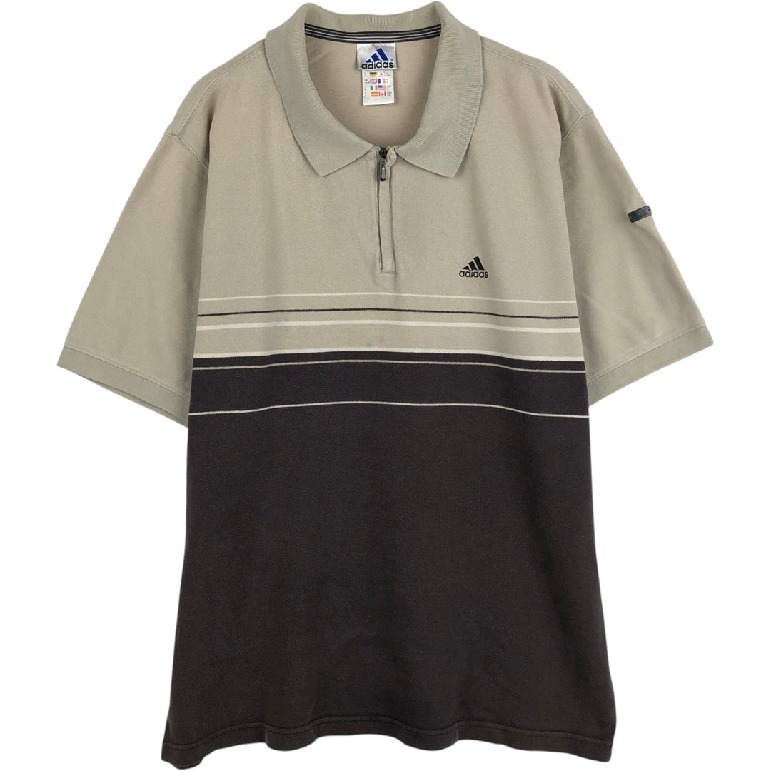 90'S Adidas Half-Zip Short-Sleeve Polo Shirt, Men's Size L (Equivalent), Vintage cotton Beige type Vintage Second Hand