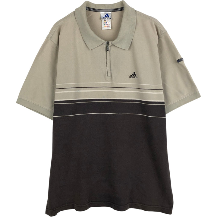 90'S Adidas Half-Zip Short-Sleeve Polo Shirt, Men's Size L (Equivalent), Vintage cotton Beige type Vintage Second Hand