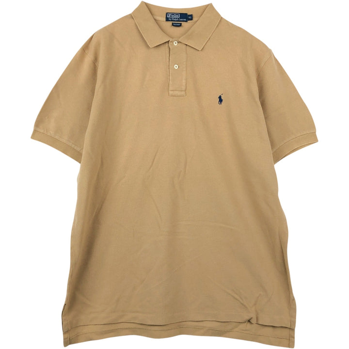 Ralph Lauren POLO by Ralph Lauren short sleeve polo shirt, men's XL size cotton beige type brown Vintage Second Hand