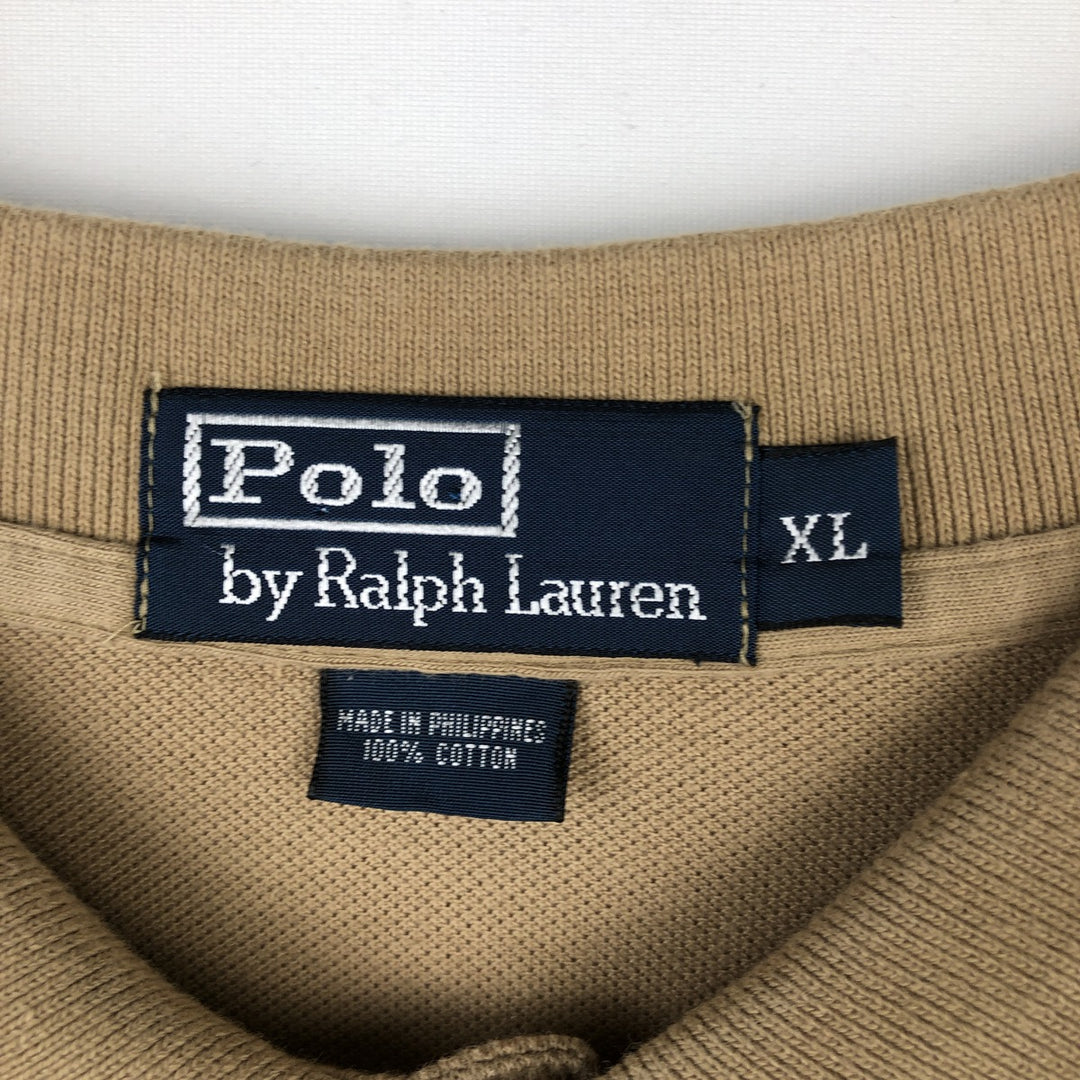 Ralph Lauren POLO by Ralph Lauren short sleeve polo shirt, men's XL size cotton beige type brown Vintage Second Hand