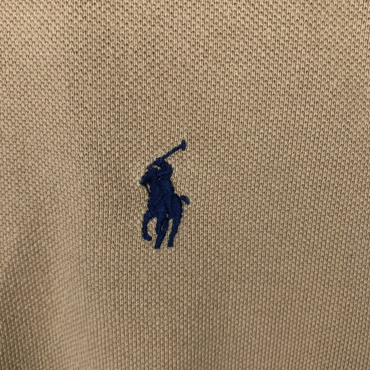 Ralph Lauren POLO by Ralph Lauren short sleeve polo shirt, men's XL size cotton beige type brown Vintage Second Hand