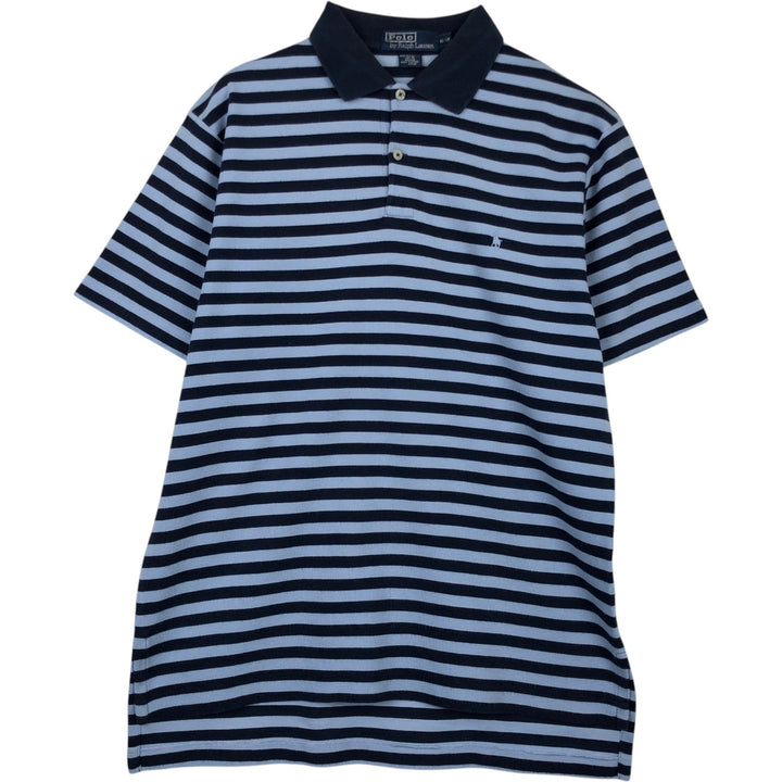 Ralph Lauren POLO by Ralph Lauren short sleeve striped polo shirt, men's size M cotton navy blue type Vintage Second Hand