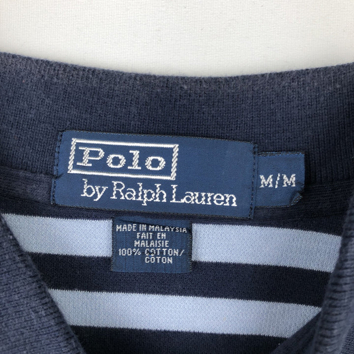 Ralph Lauren POLO by Ralph Lauren short sleeve striped polo shirt, men's size M cotton navy blue type Vintage Second Hand