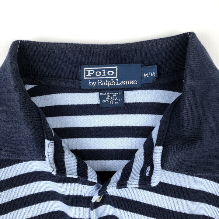 Ralph Lauren POLO by Ralph Lauren short sleeve striped polo shirt, men's size M cotton navy blue type Vintage Second Hand